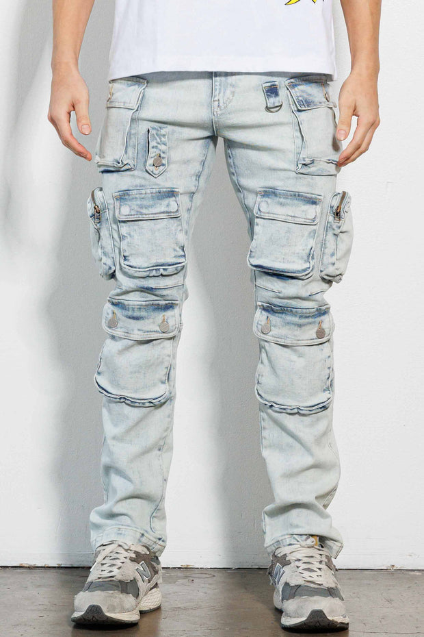 MULTI CARGO W/BOTTOM STRAIGHT DENIM