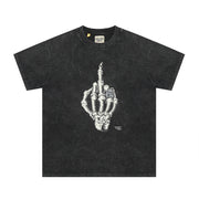 Gallery dept shirt black & yellowish middle finger skeleton