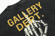 Gallery dept shirt black & yellowish middle finger skeleton