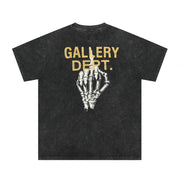 Gallery dept shirt black & yellowish middle finger skeleton